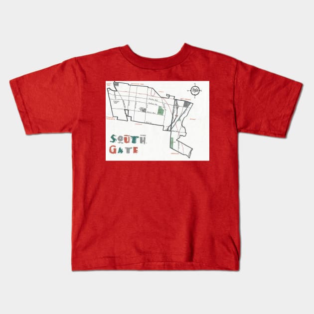 South Gate Kids T-Shirt by PendersleighAndSonsCartography